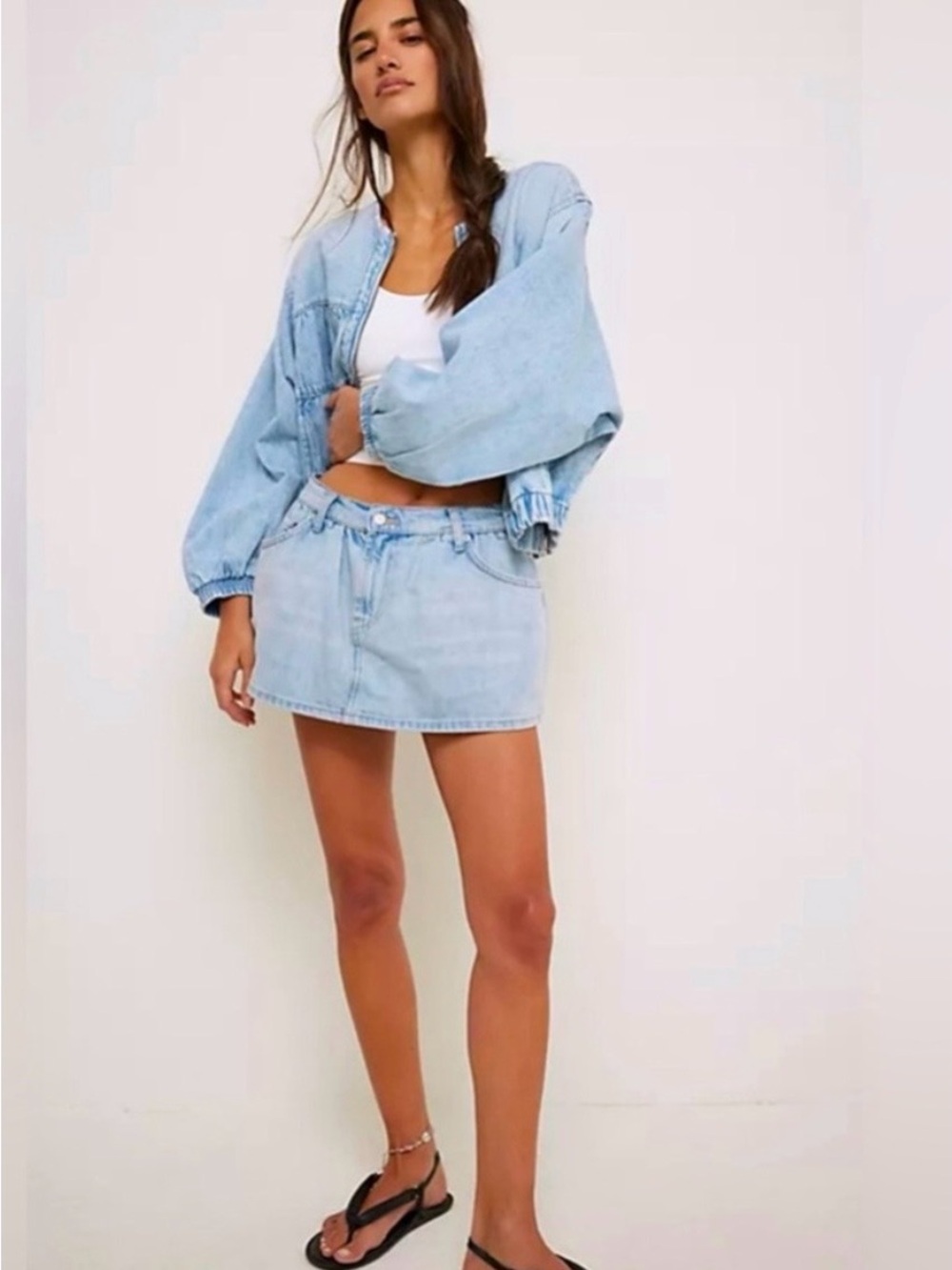 Free People/ We The Free Demi Denim Mini Skort Light Wash Sizes 24, 26, 27, 28